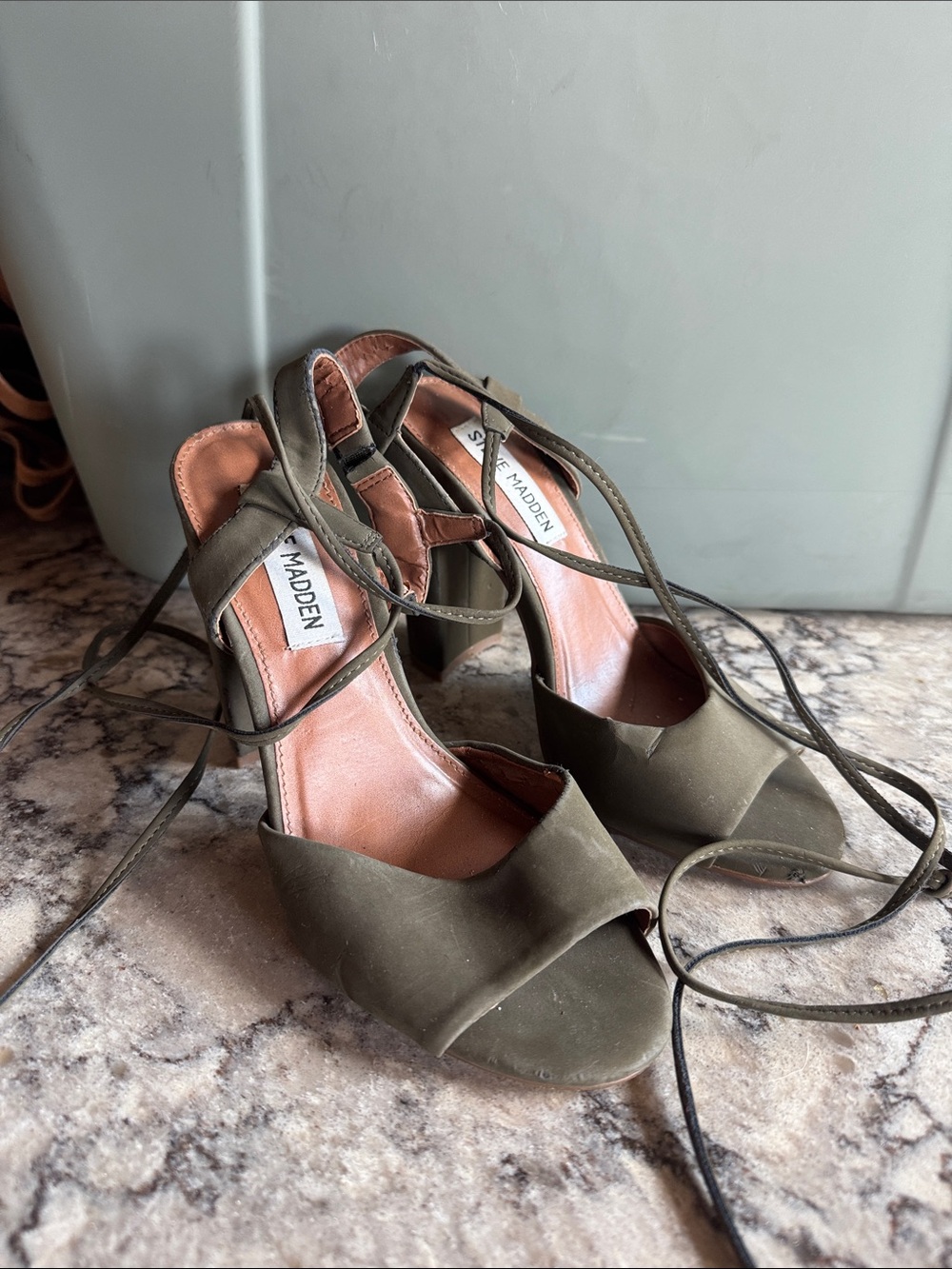 Steve Madden Olive Lace-Up Block Heel Sandals